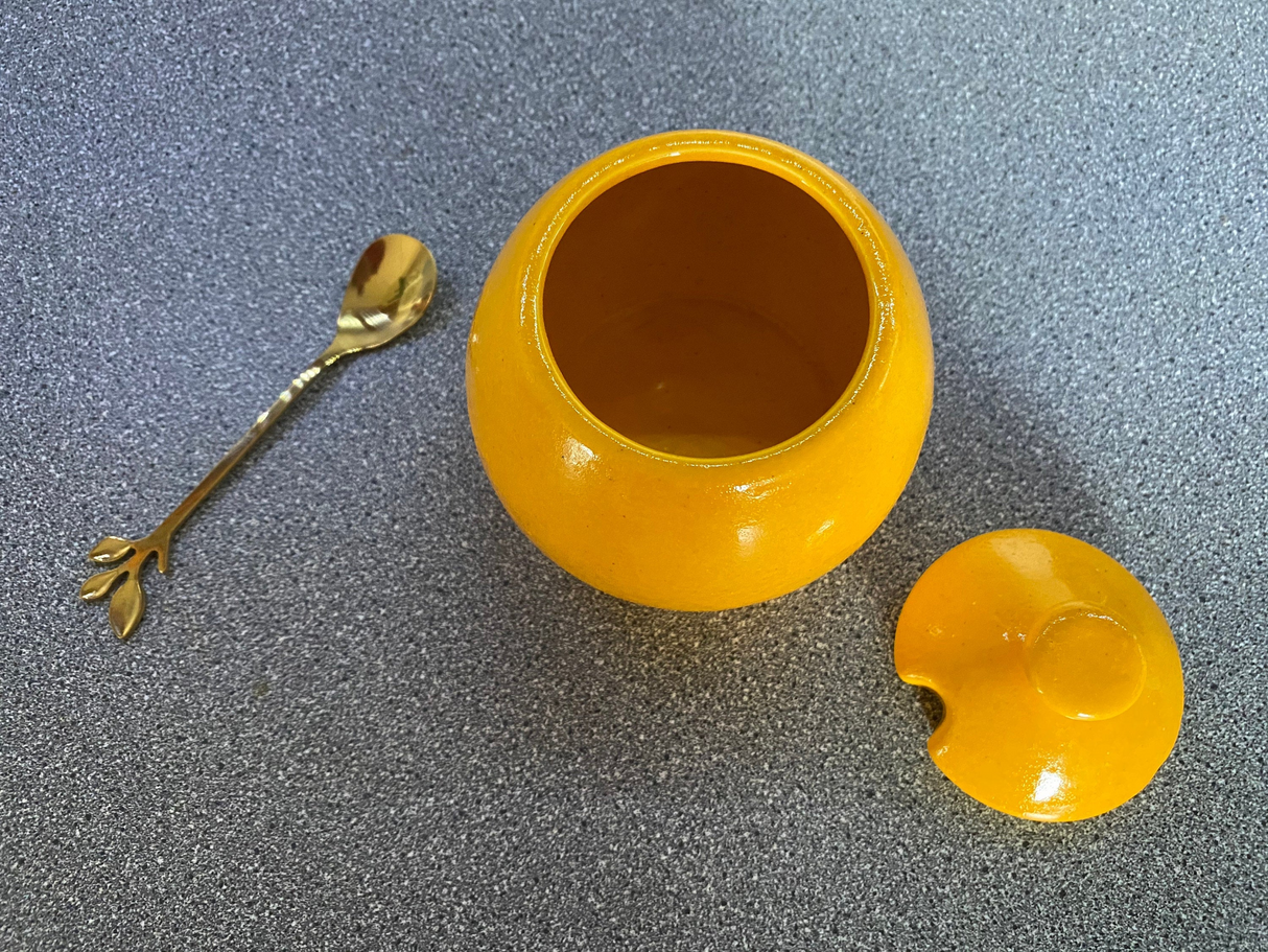 Butter Dish, Sugar Bowl and Milk Jug Set - Speckled Yellow