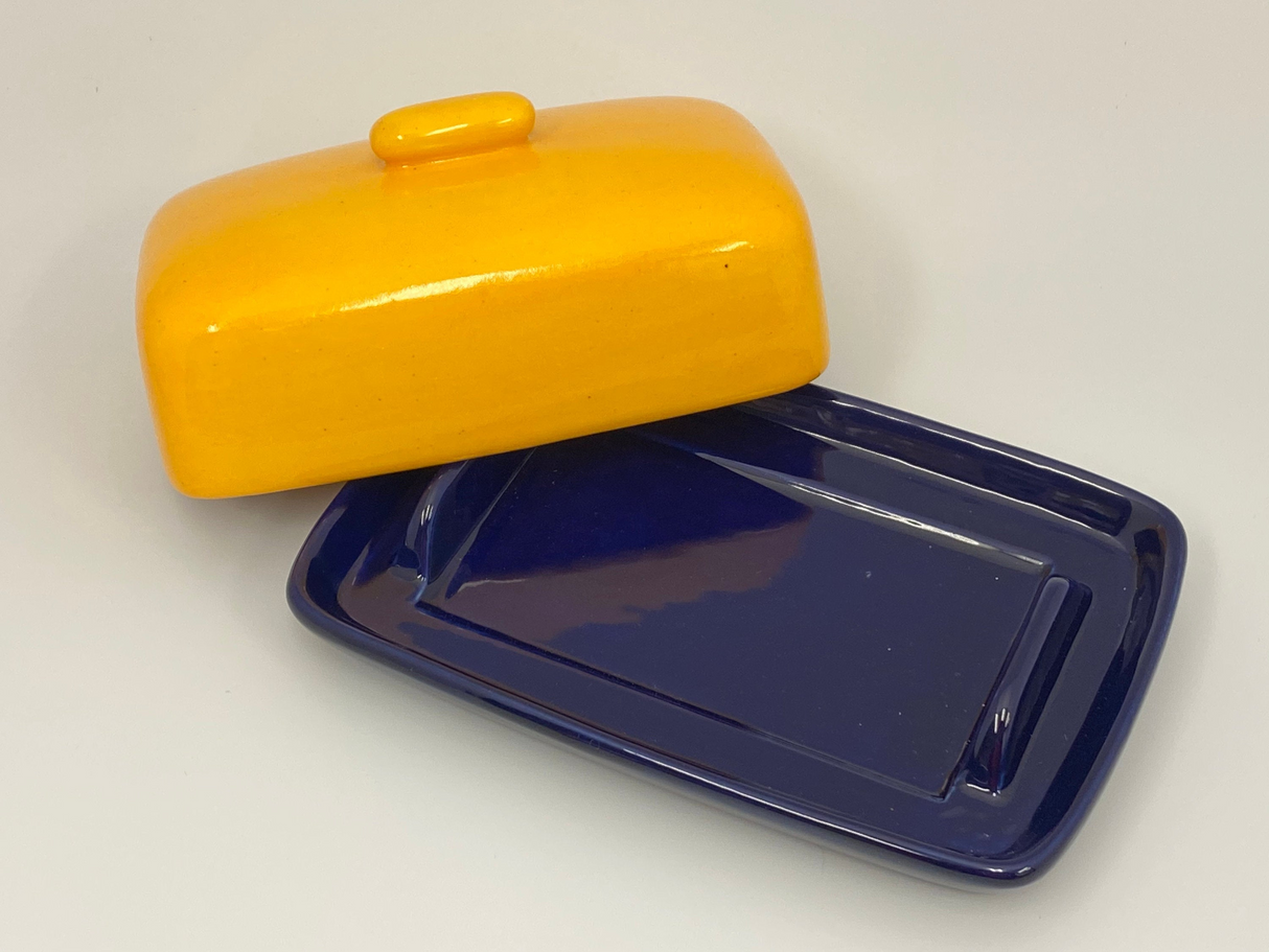 Butter Dish and Sugar Bowl Set - Yellow Speckle Glaze