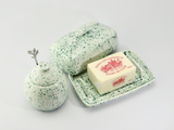 Butter Dish and Sugar Bowl set Speckled Green