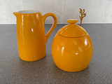 Butter Dish, Sugar Bowl, Spoon Rest and Milk Jug Set - Speckled Yellow