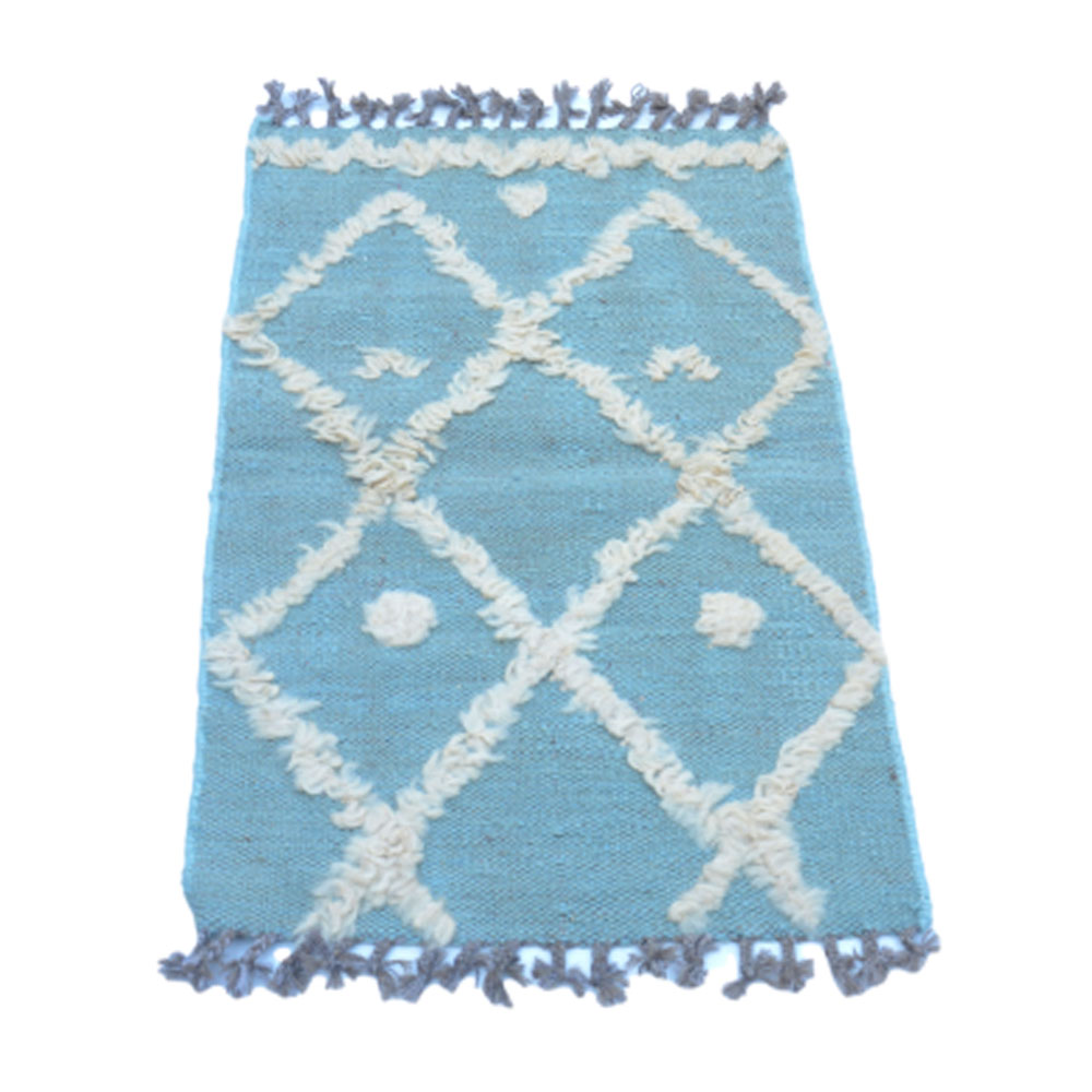 IKAT Greyish Teal Kilim Rug