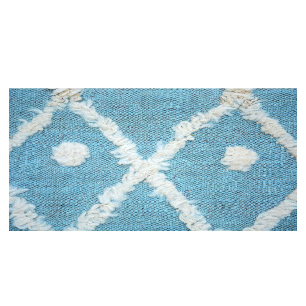 IKAT Greyish Teal Kilim Rug