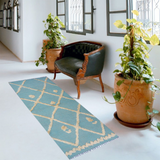 IKAT Greyish Teal Kilim Rug