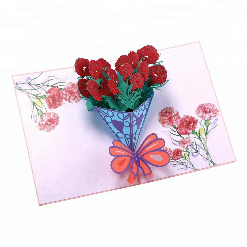 Carnation Bouquet 3D Pop Up Greeting Card