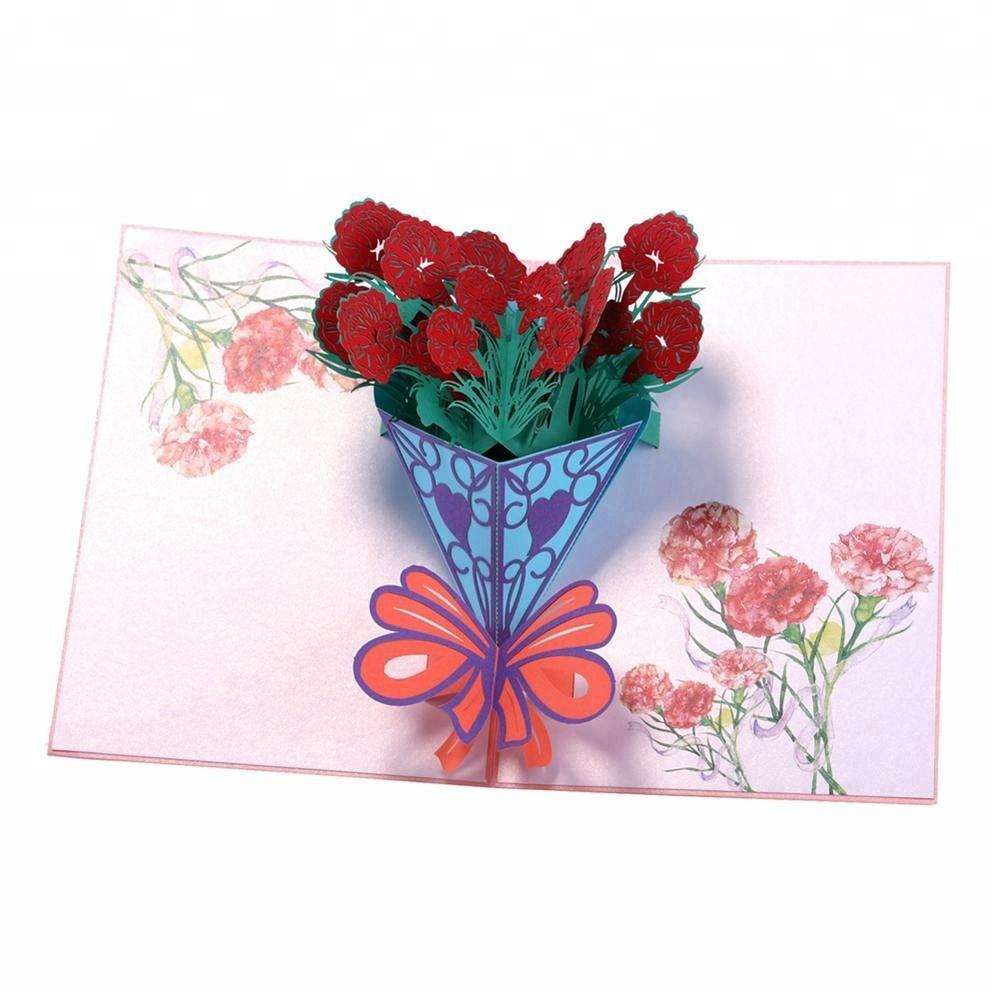 Carnation Bouquet 3D Pop Up Greeting Card