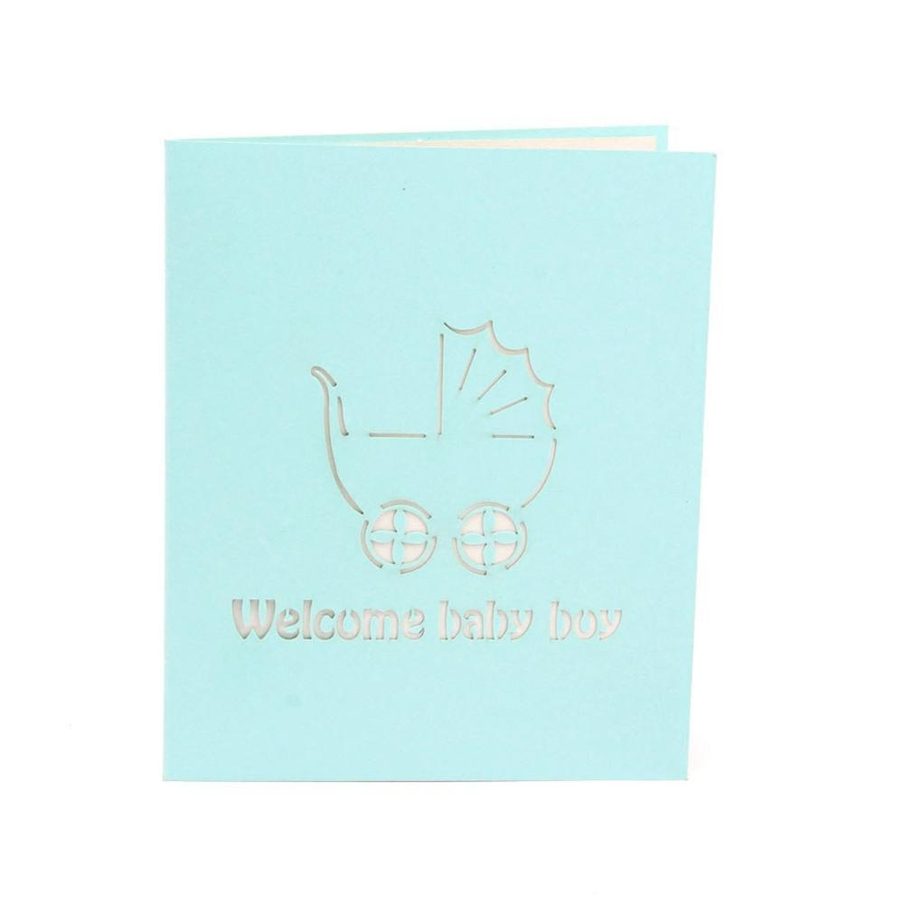 Baby Car Blue 3D Pop Up Greeting Card