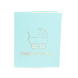 Baby Car Blue 3D Pop Up Greeting Card