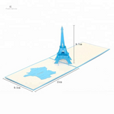 Eiffel Tower Blue 3D Pop Up Greeting Card