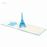 Eiffel Tower Blue 3D Pop Up Greeting Card