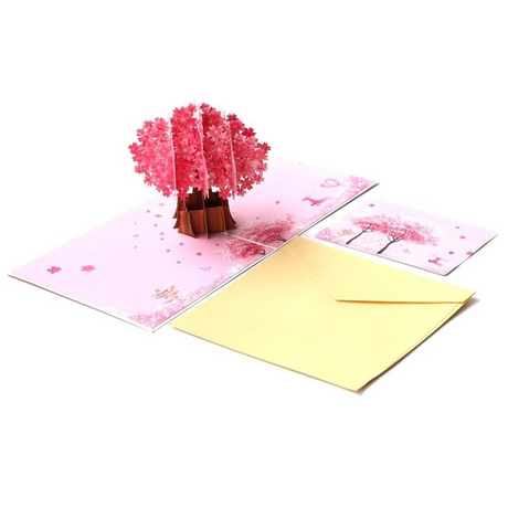 Romantic Cherry Blossom 3D Pop Up Greeting Card