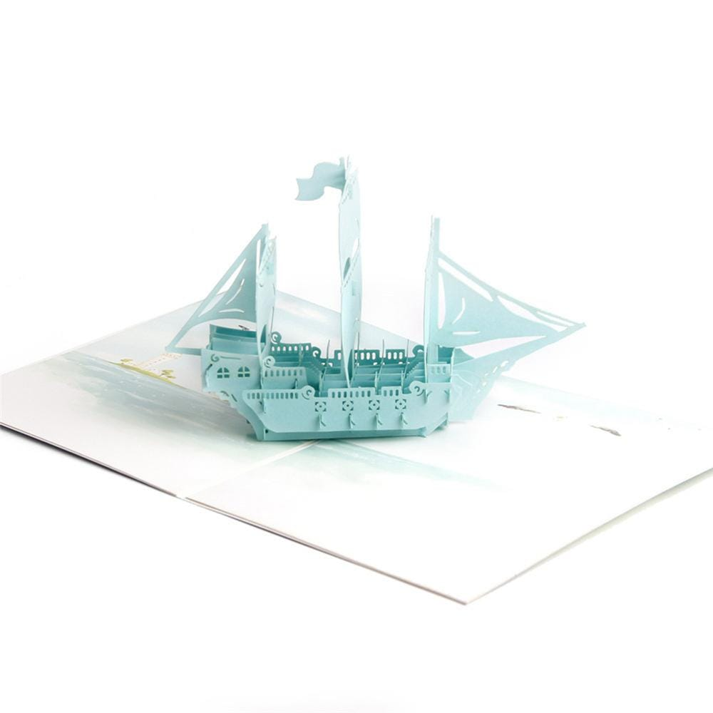 Colourful Boat 3D Pop Up Greeting Card