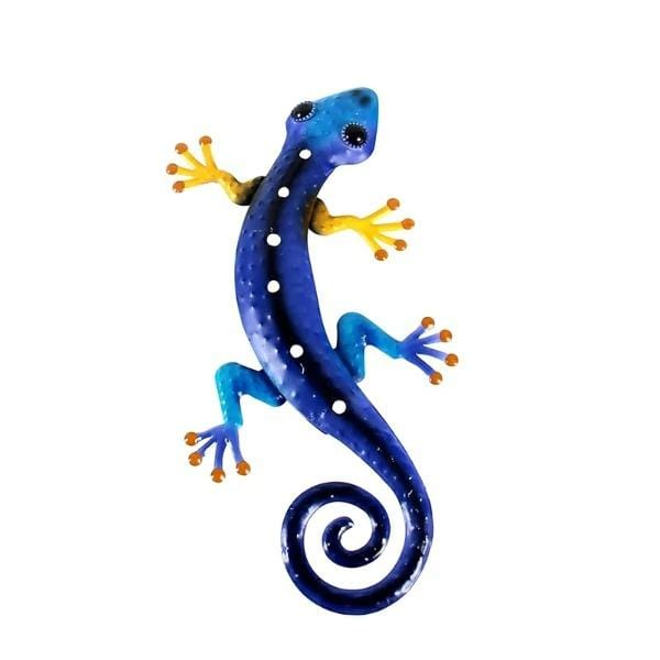 Blue & Red Gecko Metal Wall Art