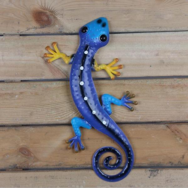 Blue & Red Gecko Metal Wall Art