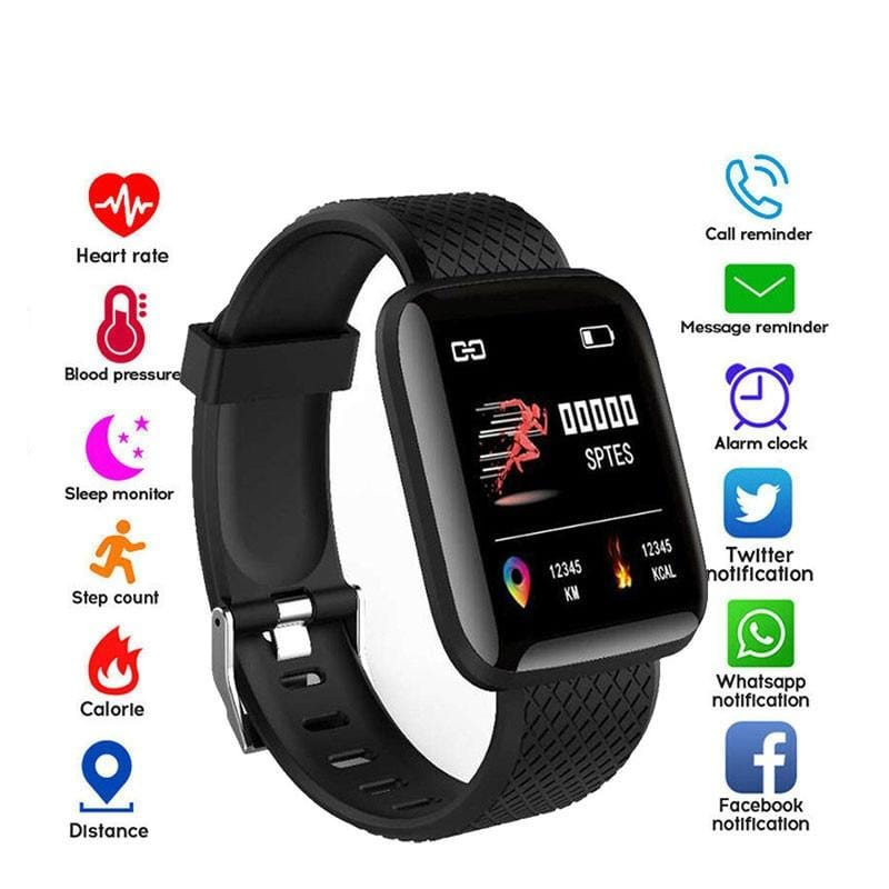 Black Sports Smart Watch for Men & Women