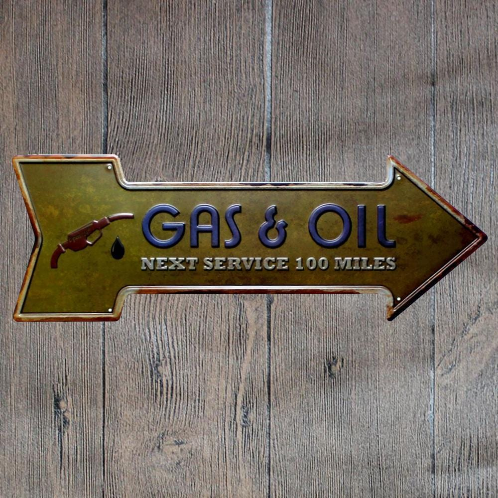 Gas & Oil Arrow Metal Tin Sign Poster