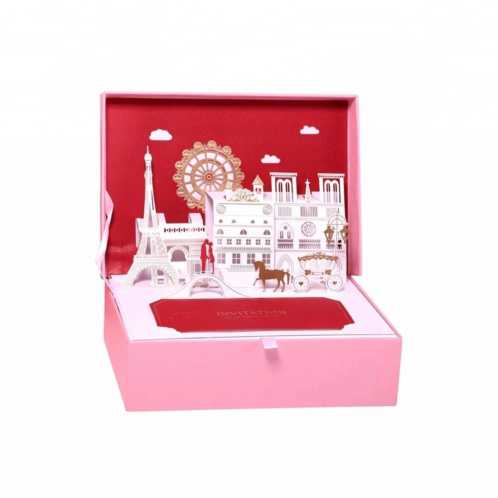 3D Pop UP Creative Wedding invitation Card in a Box