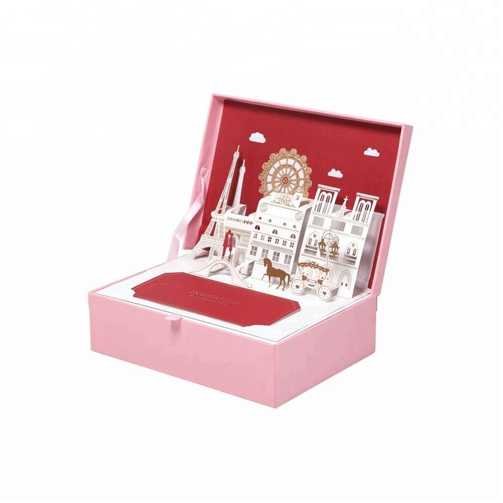 3D Pop UP Creative Wedding invitation Card in a Box