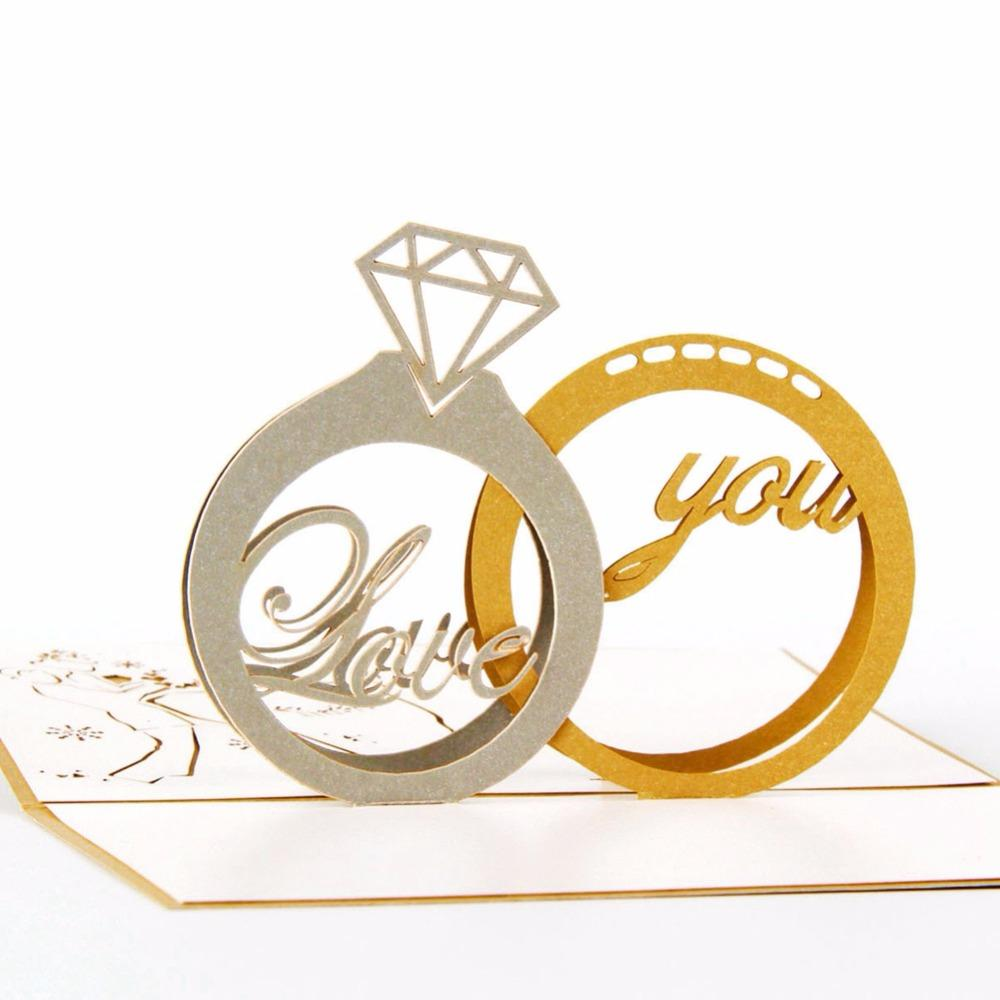 3D Pop up Diamond Ring Engagement Greeting Card