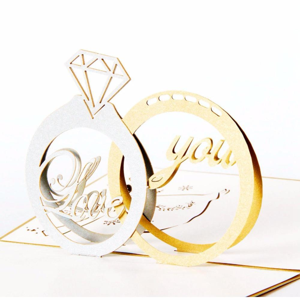 3D Pop up Diamond Ring Engagement Greeting Card