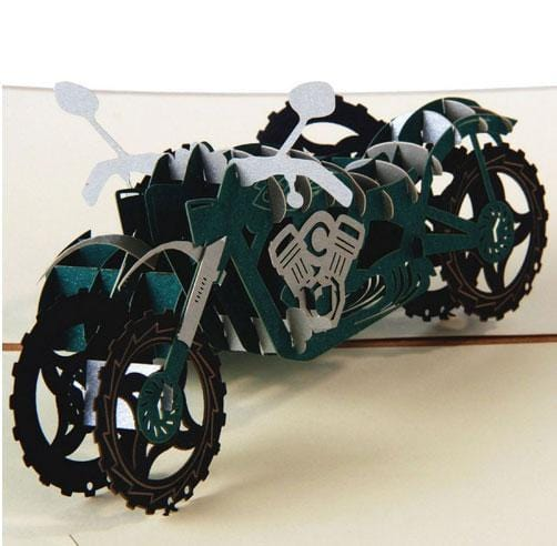 Laser Cut 3D Pop Up Motorcycle Bike  Greeting Card