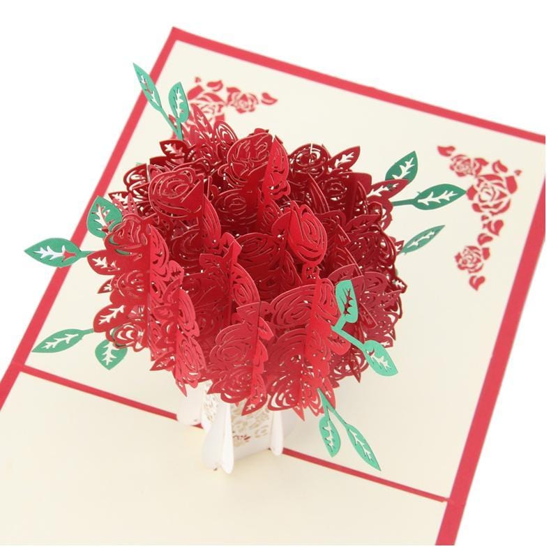 3d Pop Up Rose Bouquet Greeting Card