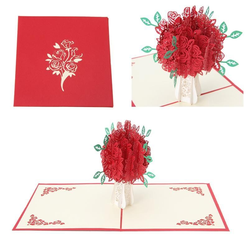 3d Pop Up Rose Bouquet Greeting Card