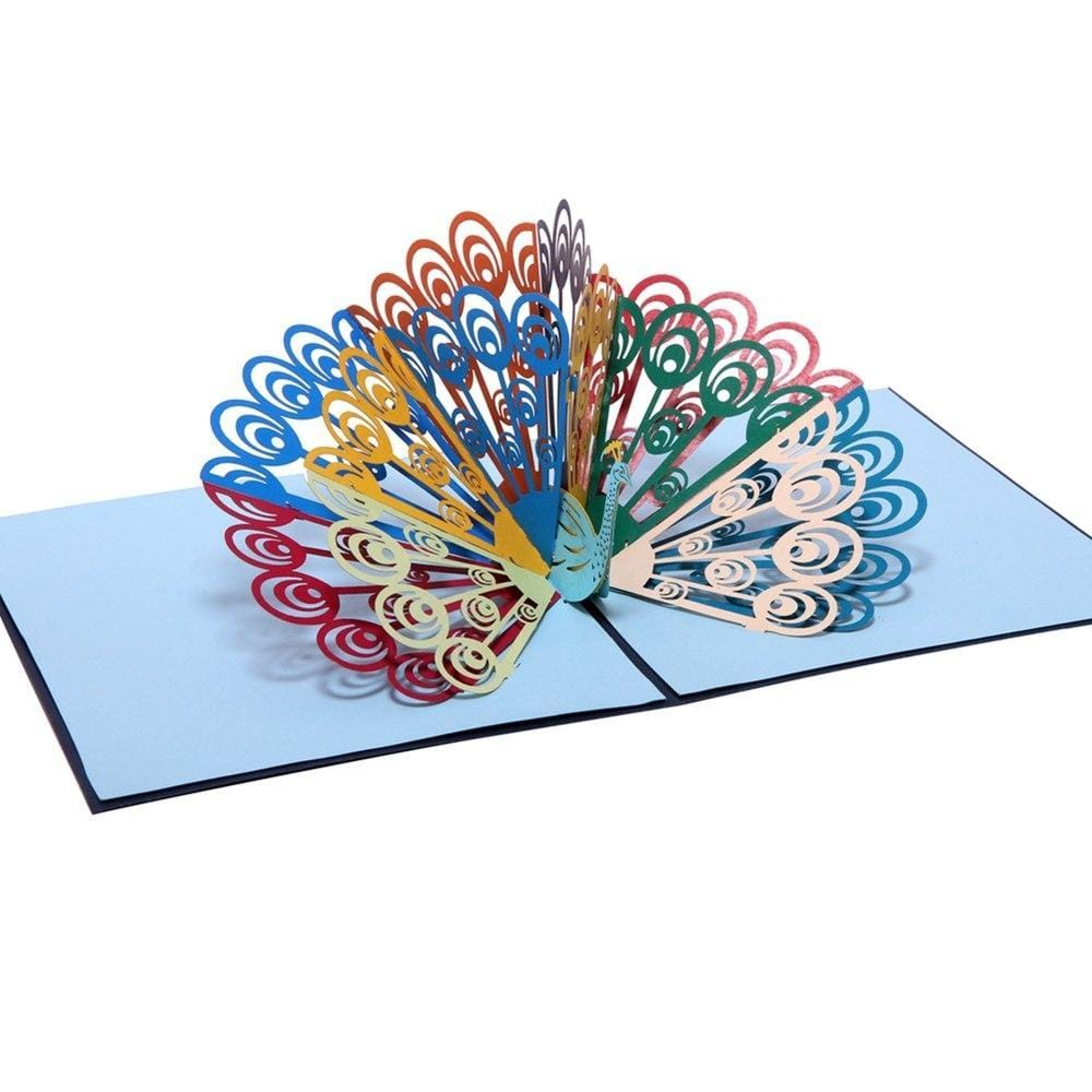 Mutil-color peacock Pop Up Greeting Card