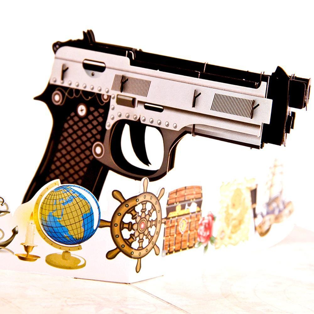 Colorful Gun 3D Pop up Greeting Card