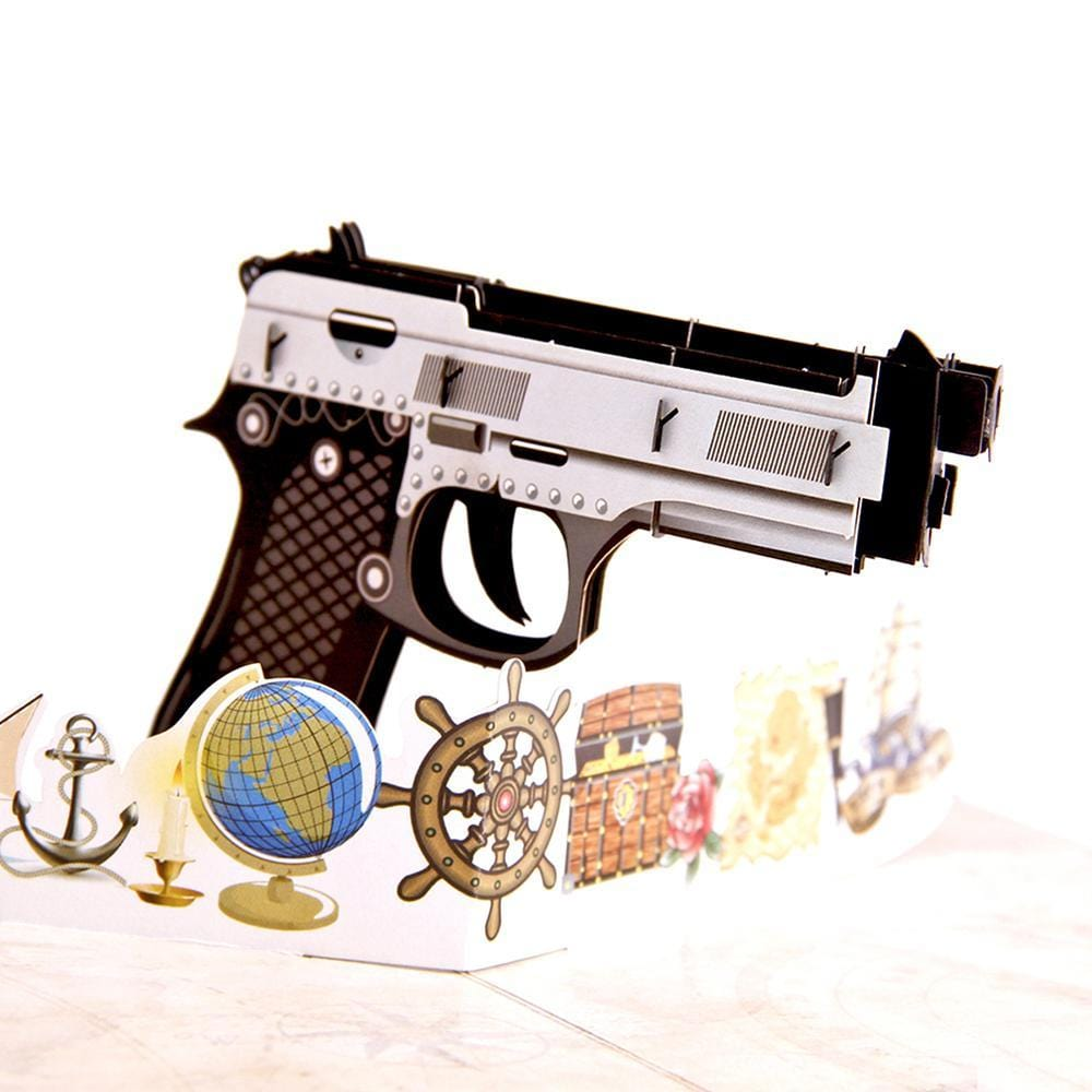 Colorful Gun 3D Pop up Greeting Card