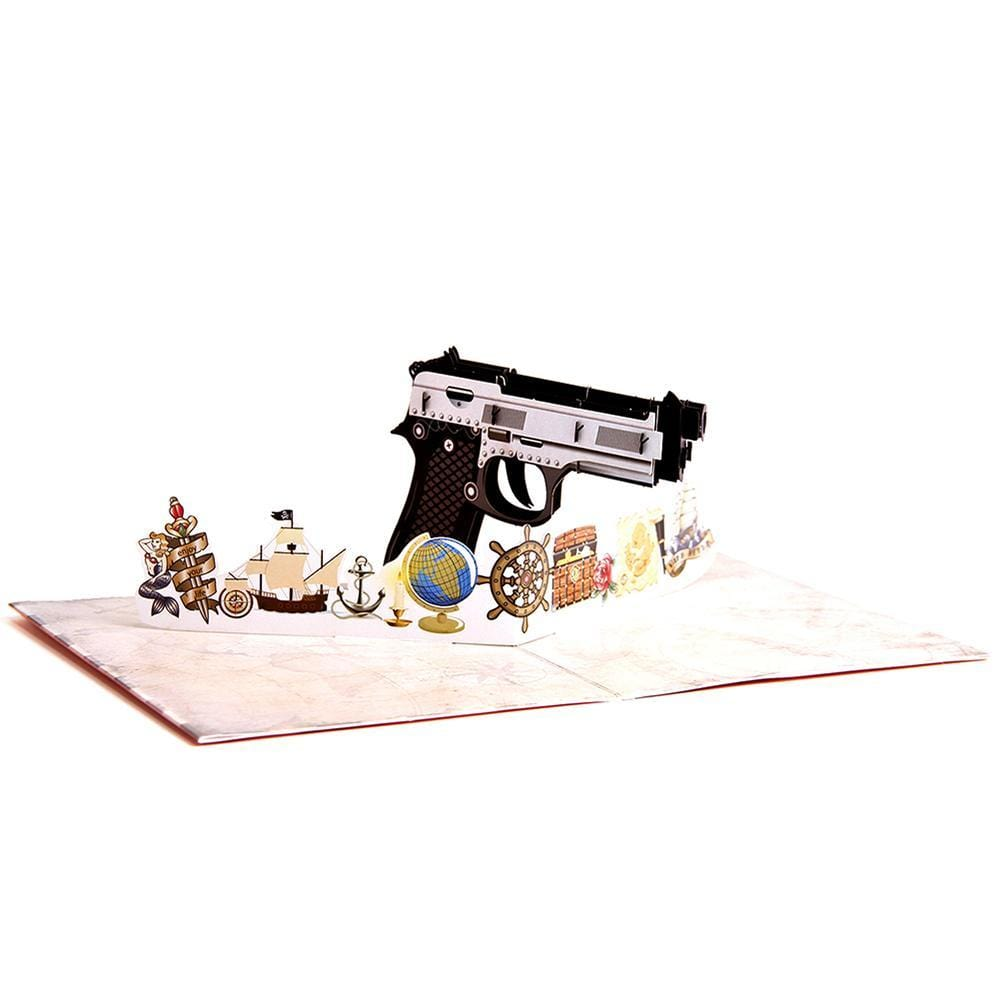 Colorful Gun 3D Pop up Greeting Card