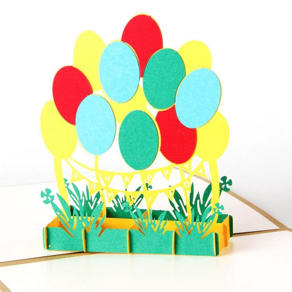 Happy Birthday Pop Up  Balloons Greeting Card