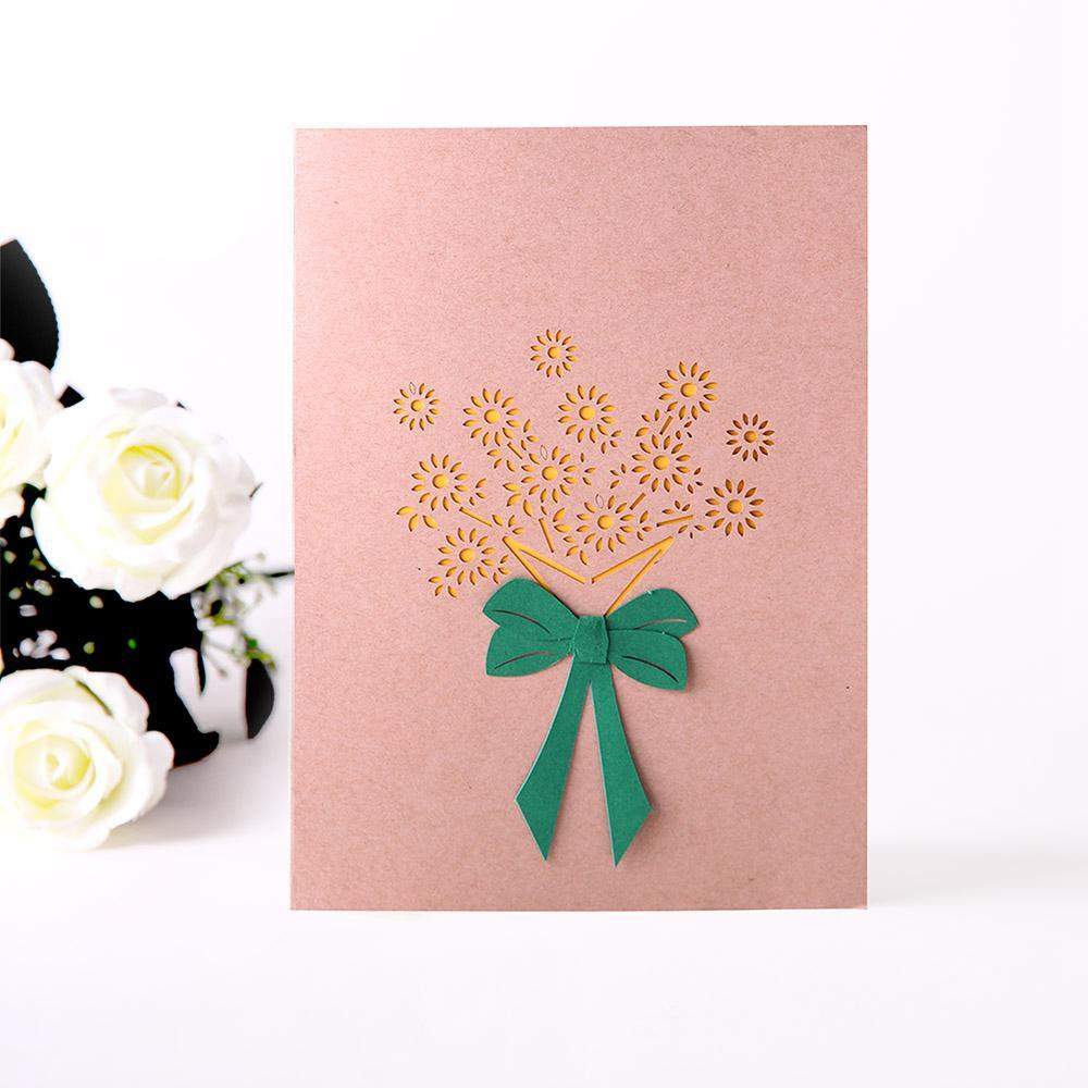 3D Pop Up  Sun Flower Bouquet Greeting Card