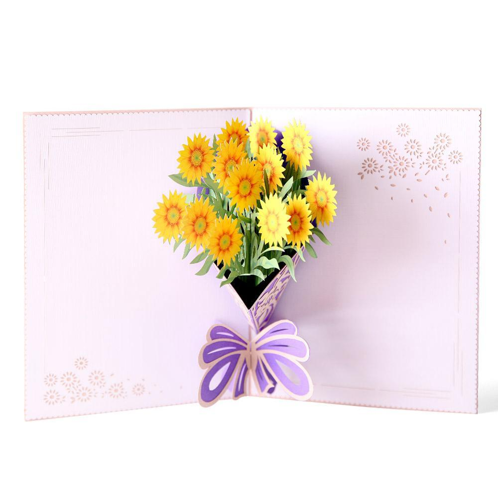 3D Pop Up  Sun Flower Bouquet Greeting Card