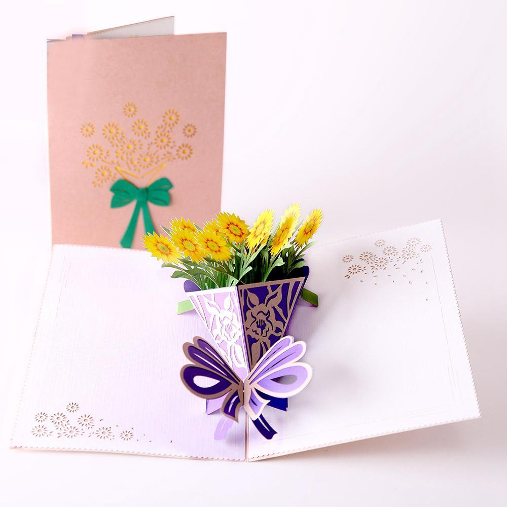 3D Pop Up  Sun Flower Bouquet Greeting Card