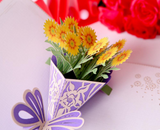 3D Pop Up  Sun Flower Bouquet Greeting Card