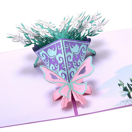 3D Pop Up Jasmine Flower Bouquet Greeting Card