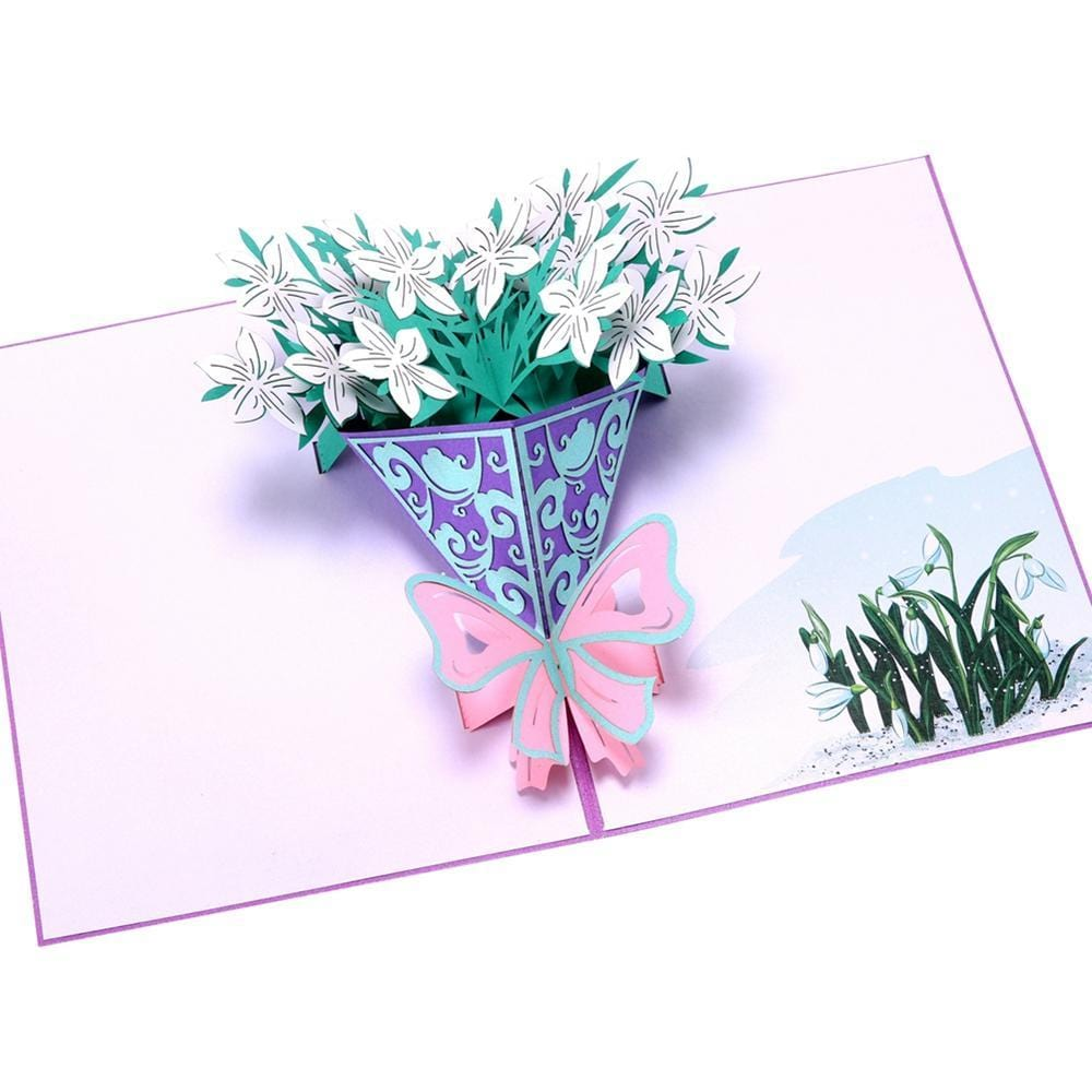 3D Pop Up Jasmine Flower Bouquet Greeting Card