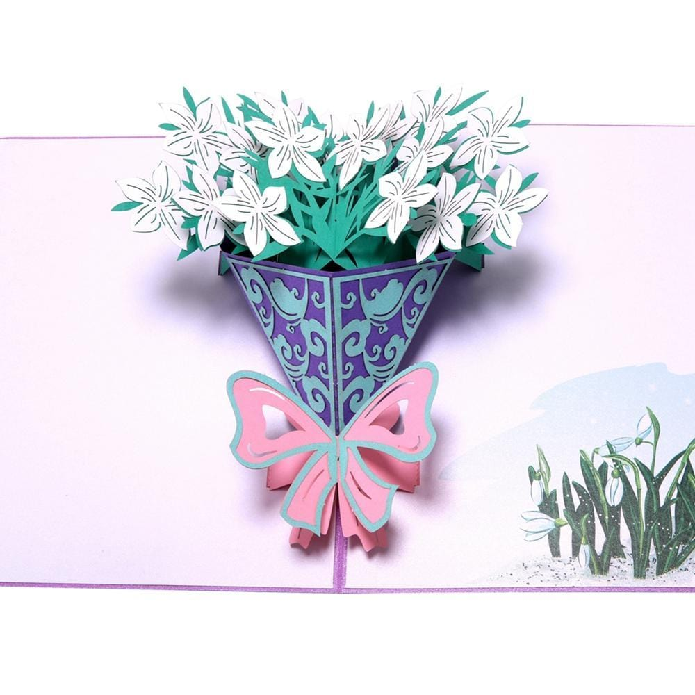 3D Pop Up Jasmine Flower Bouquet Greeting Card