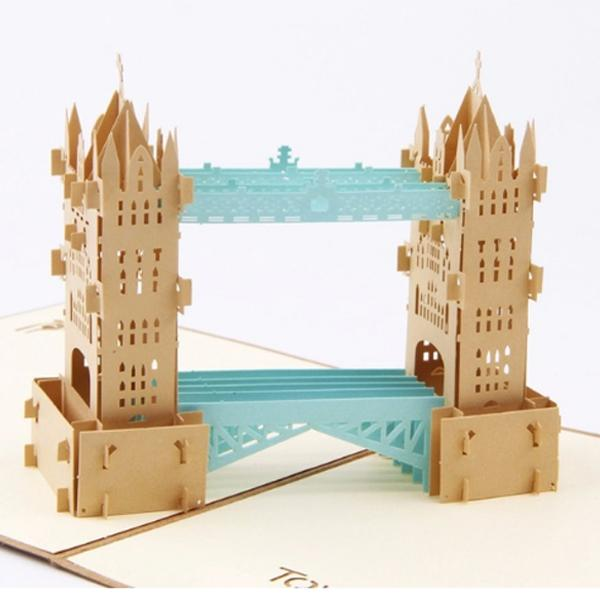 Retro Tower bridge 3D Pop up Greeting Card