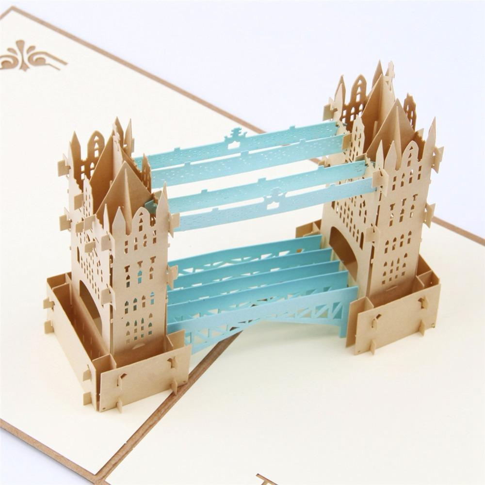 Retro Tower bridge 3D Pop up Greeting Card