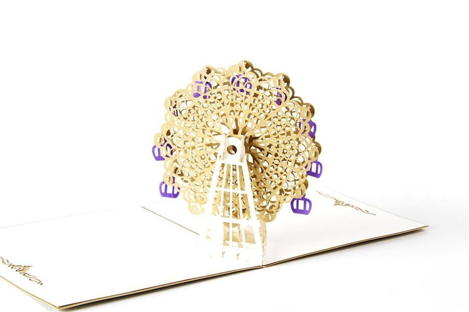 Golden Ferries wheel 3D Pop up Greeting Card