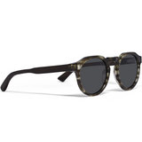 Ebony wood panto sunglasses with smog frame and black polarized lenses