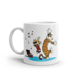 Calvin and Hobbes Dancing with Record Player Mug