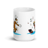 Calvin and Hobbes Dancing with Record Player Mug