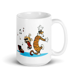 Calvin and Hobbes Dancing with Record Player Mug