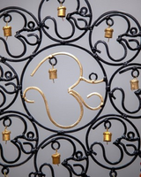 OM Brass Bells with glass beads wall hanging