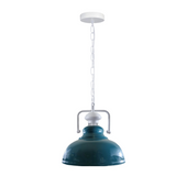 Industrial vintage Retro Indoor Hanging Metal Cyan Blue Pendant Light E27 UK Holder~3851