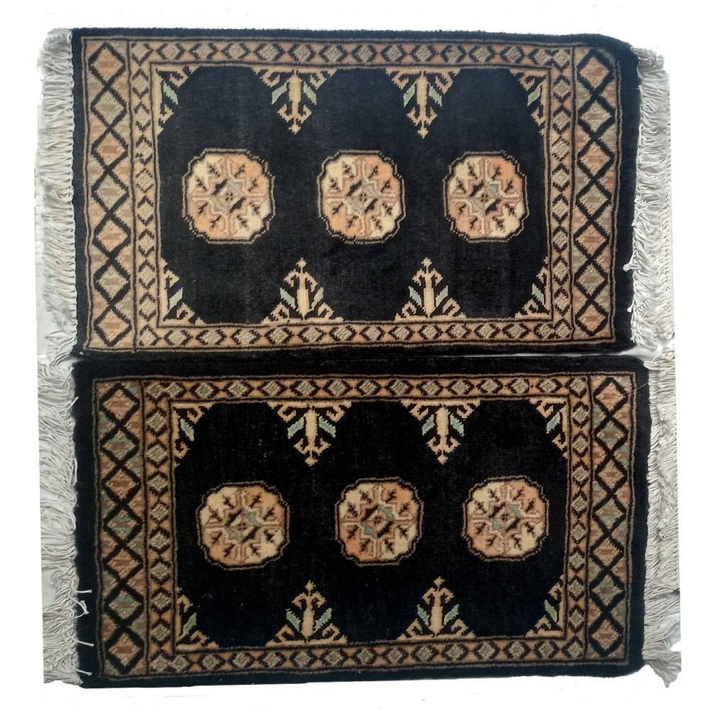 Bokhara Handknotted Black Bean Woolen Mat