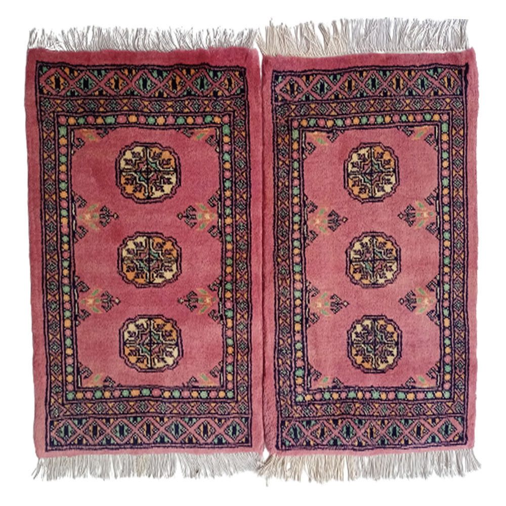 Bokhara Handknotted Raspberry Rose Woolen Mat