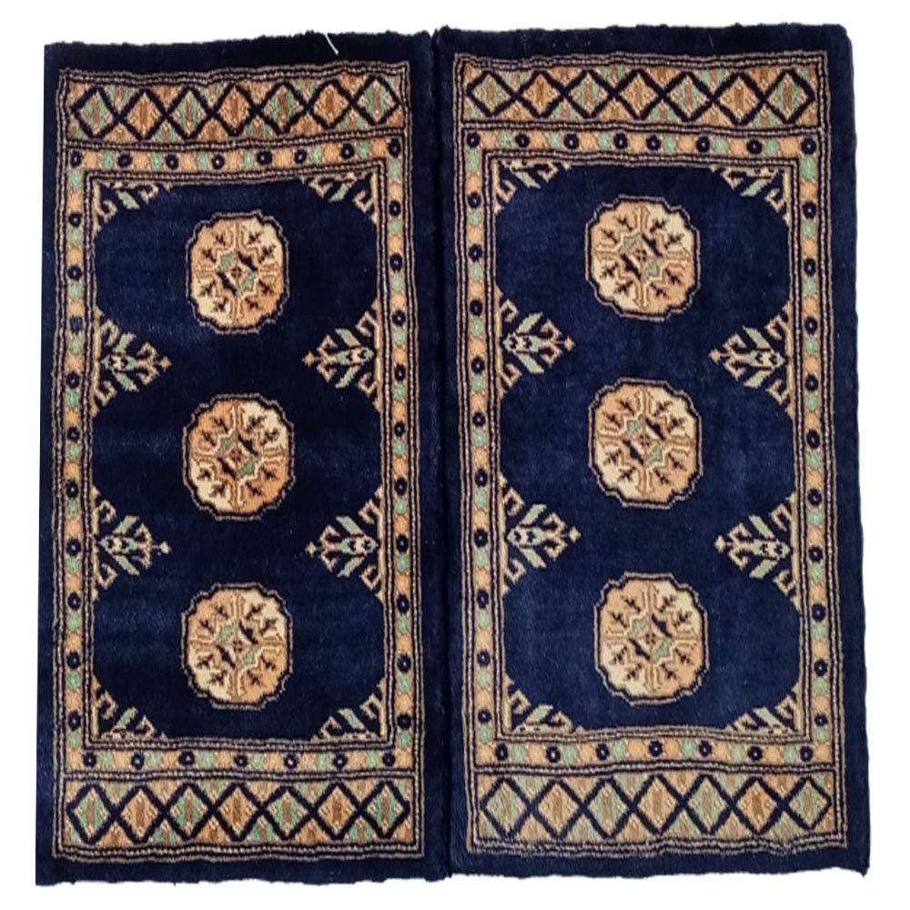 Bokhara Handknotted Blue Charcoal Woolen Mat